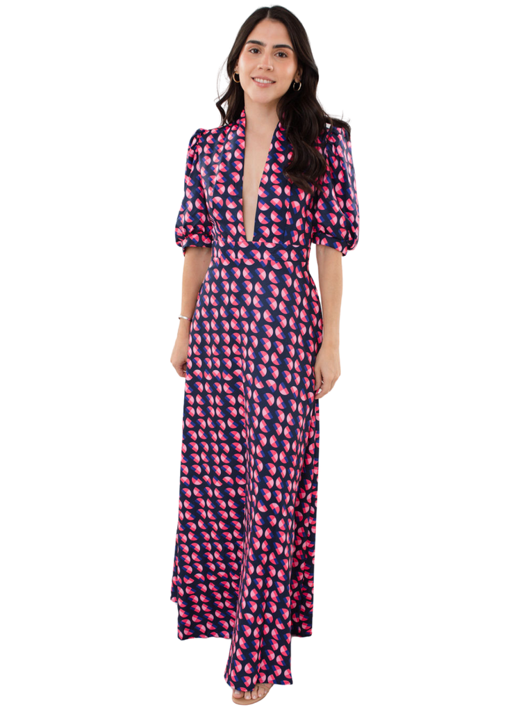 The Purple Bubble Sleeve Maxi Dress